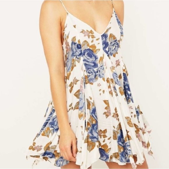 Free People Dresses & Skirts - Free People Alyson Floral Slip Dress White Blue Tank Sleeveless Mini